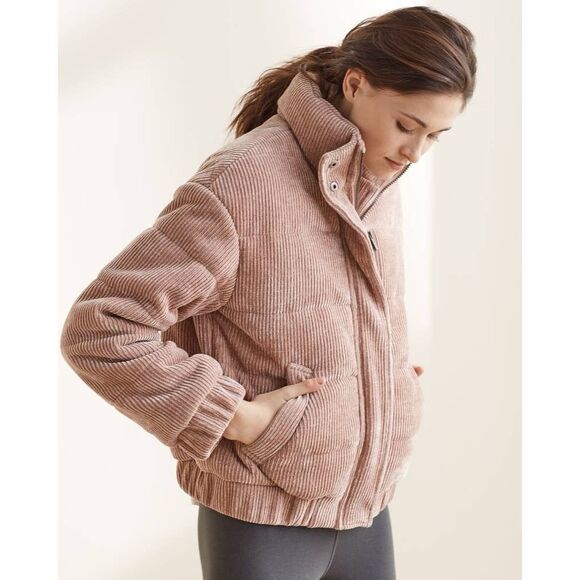 7 For All Mankind Corduroy Dust Rose Pink Bomber Jacket size S - Picture 1 of 14